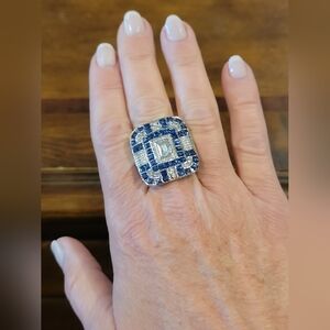 Blue and Silver Statement Ring